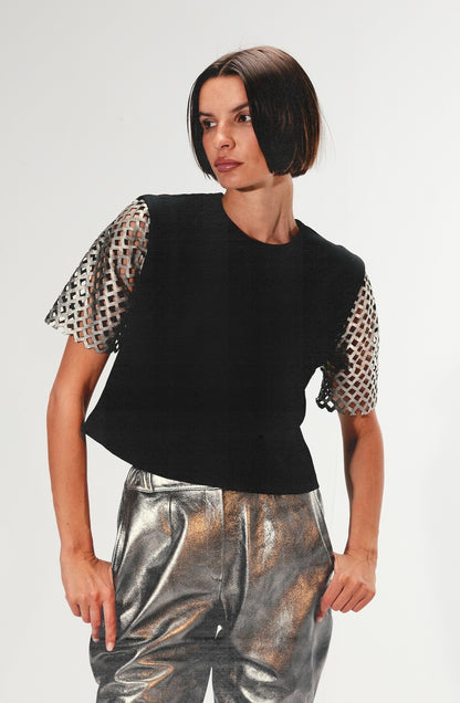 Mia Top Black x Washed Silver