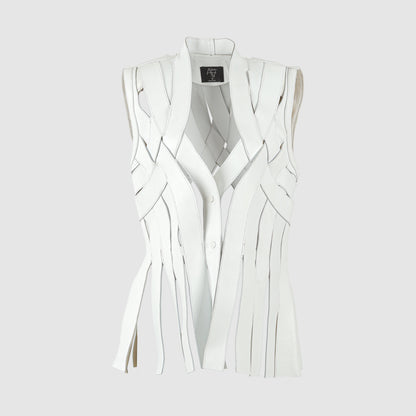 Brianna Leather Vest White