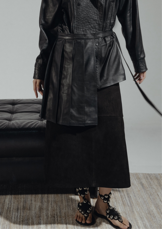 Veya Wrap On Leather Belt Black