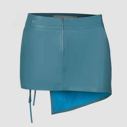 Celine Leather Skirt Cerulean Blue