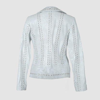 Kayla Leather Jacket Washed White