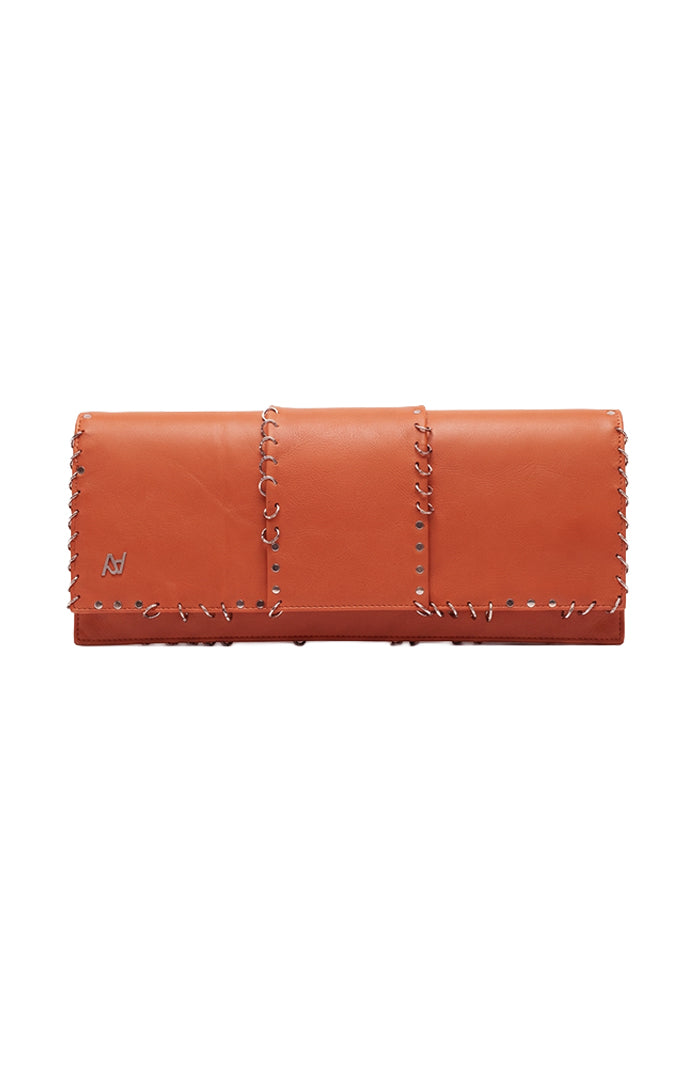 Annabelle II Leather Clutch Orange