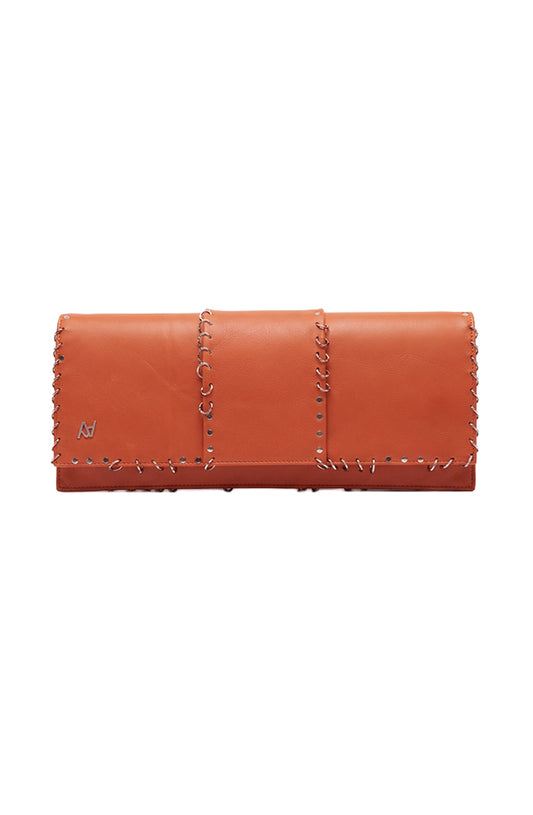 Annabelle II Leather Clutch Orange