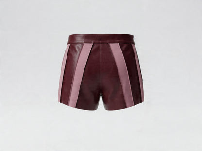 Sterling Leather Striped Shorts Burgundy