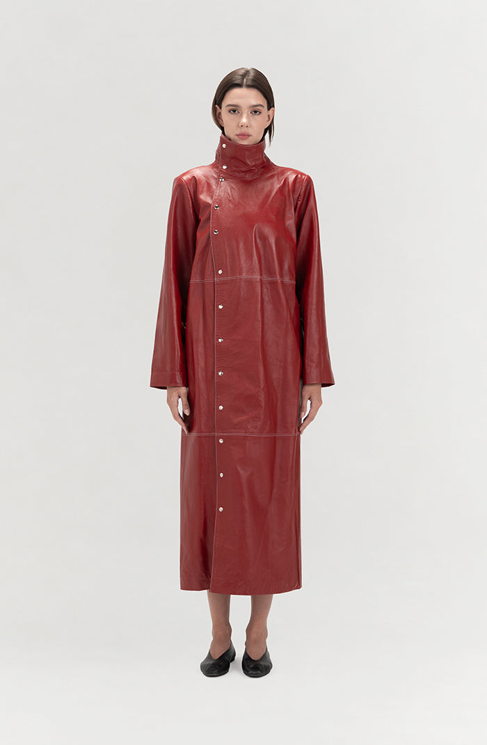 Kevin Leather Coat Red