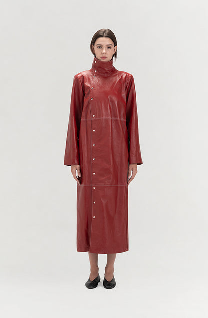 Kevin Leather Coat Red