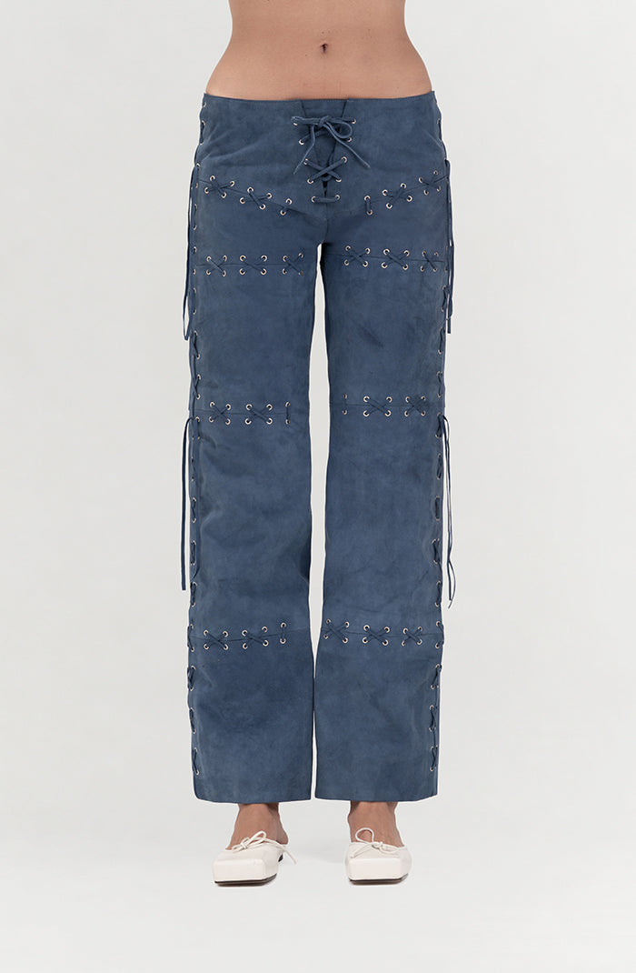 Phoebe Suede Pants Blue