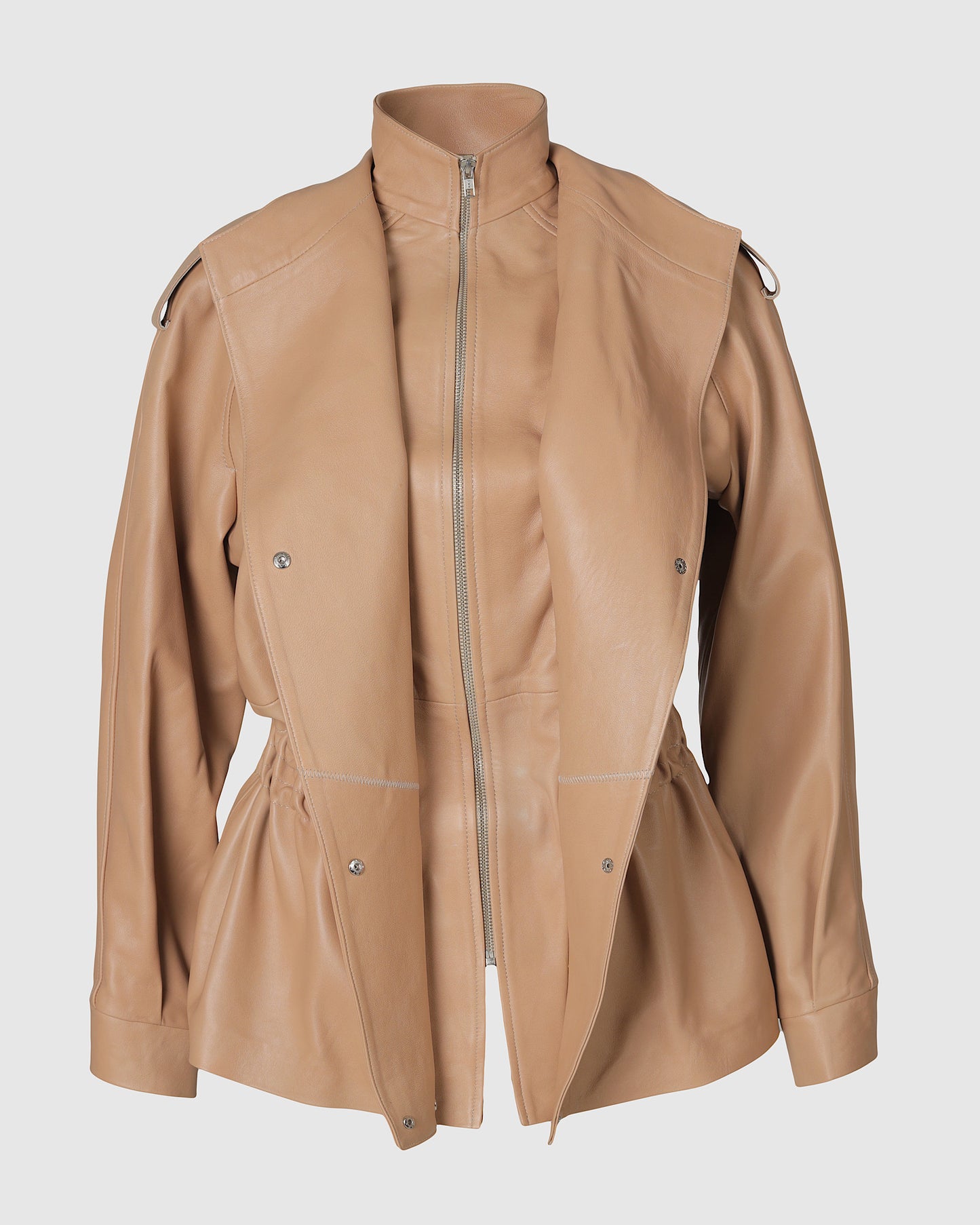 Gavin Leather Jacket Nude Beige