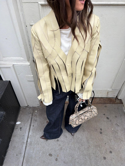 Brianna Leather Jacket Butter Yellow