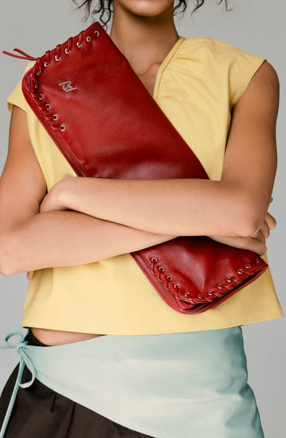 Annabelle Clutch Leather Bag Red