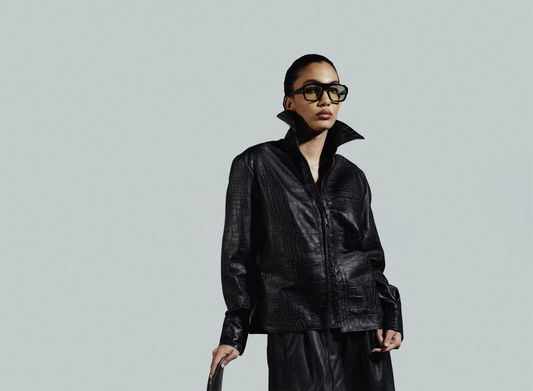 Liana Leather Shirt Black Croc