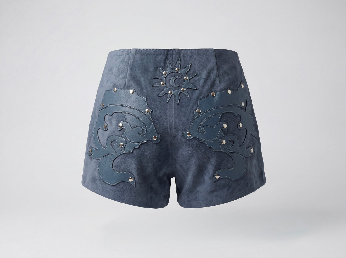 Jason Suede Laser-Cut Shorts Blue