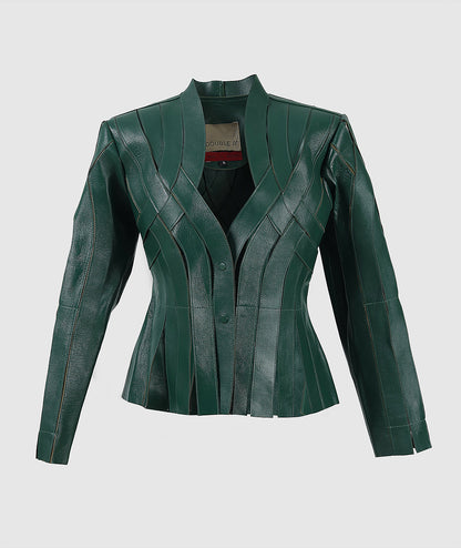 Brianna Leather Jacket Olive