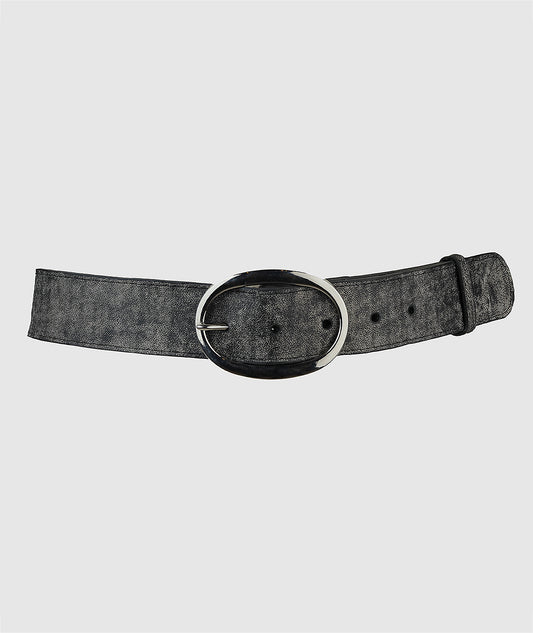 Jace Leather Belt Washed Black