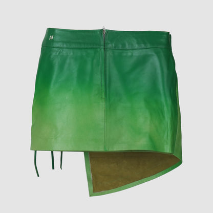 Celine Leather Skirt Green Ombre