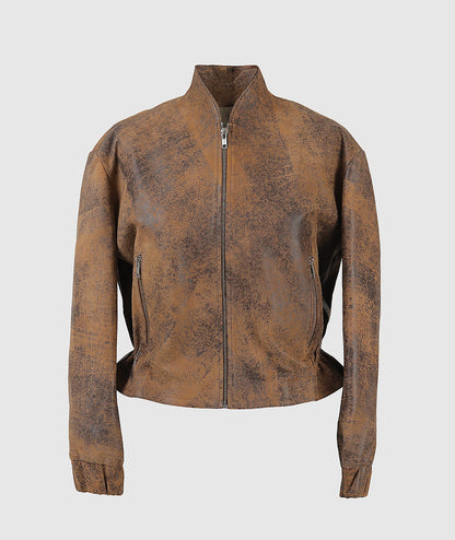 Bennett Leather Jacket Washed Brown