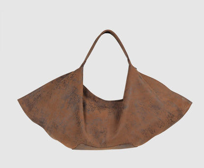 Ophelia Oversized Leather Bag Washed Brown