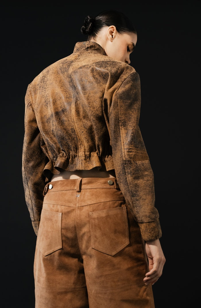 Bennett Leather Jacket Washed Brown
