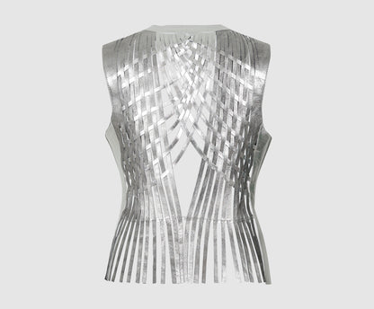 Attalea Leather Vest II Washed Silver