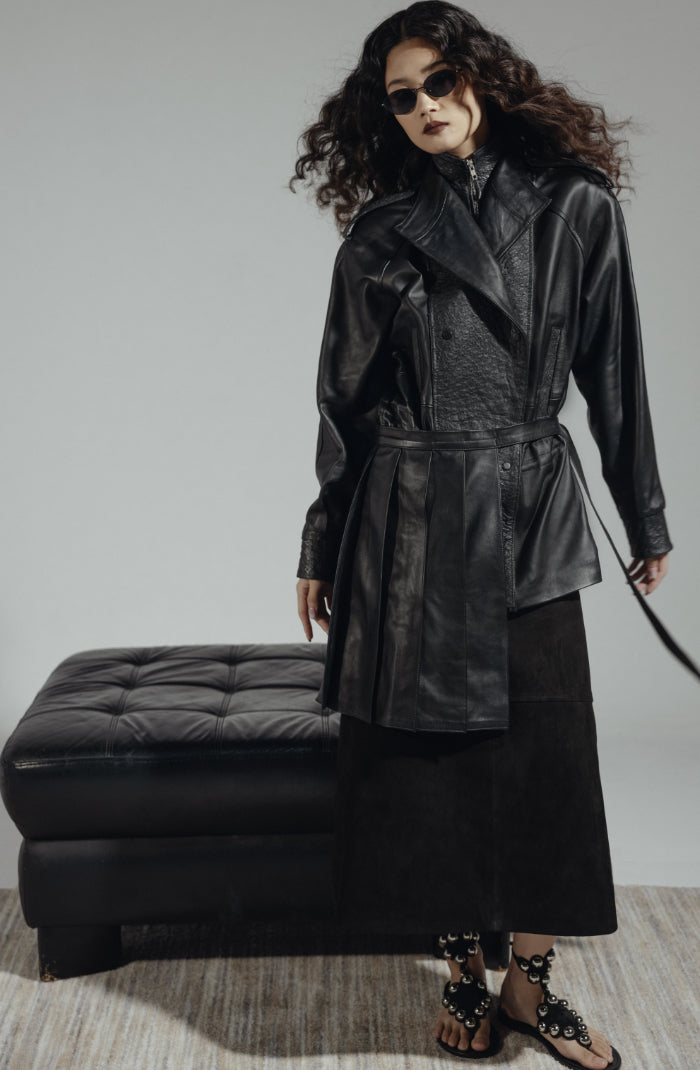 Gavin Leather Jacket Ostrich Black – Limited Edition