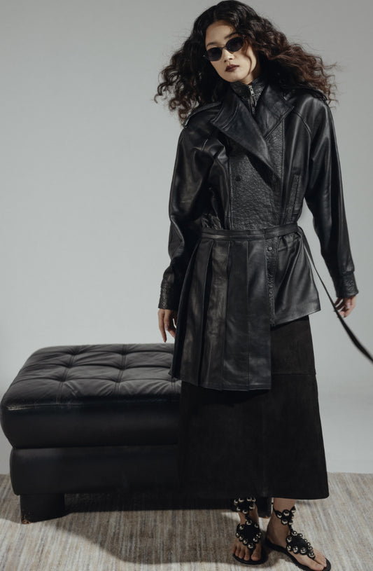 Gavin Leather Jacket Ostrich Black – Limited Edition
