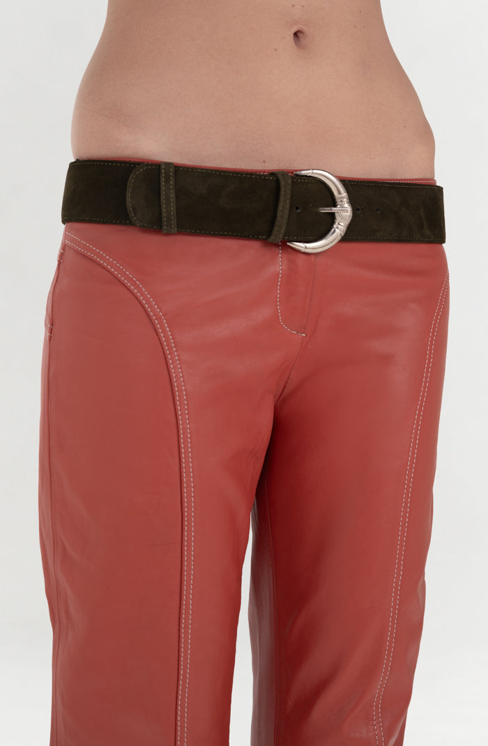 Harrison Suede Belt Olive