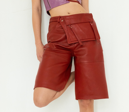 Camden Leather Waist Belt Bag Red
