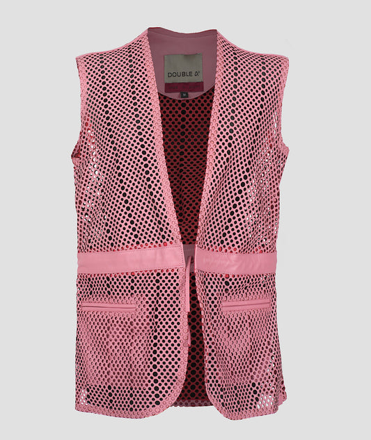 Alina Leather Vest Blush Pink