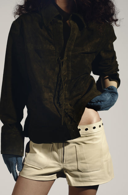Liana Suede Shirt Olive