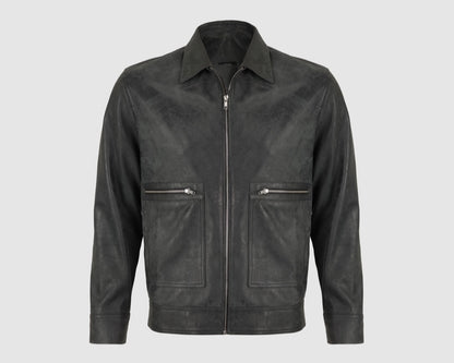 Logan Leather Jacket Washed grey