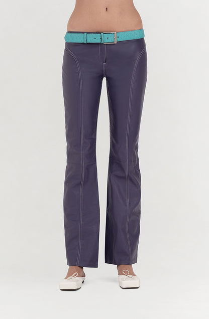 Isaac Leather Pants Plum Purple