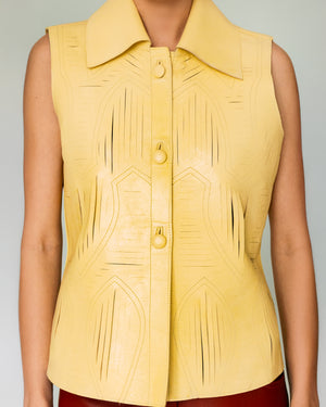Jayden Leather Vest Butter Yellow