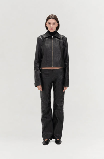 Isaac Leather Pants Black Croc