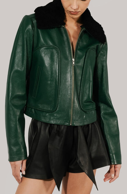 Emery Leather Jacket Olive