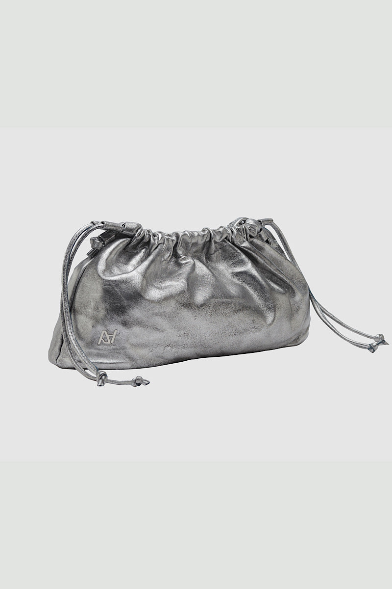 Charlie Leather Bag Washed Silver