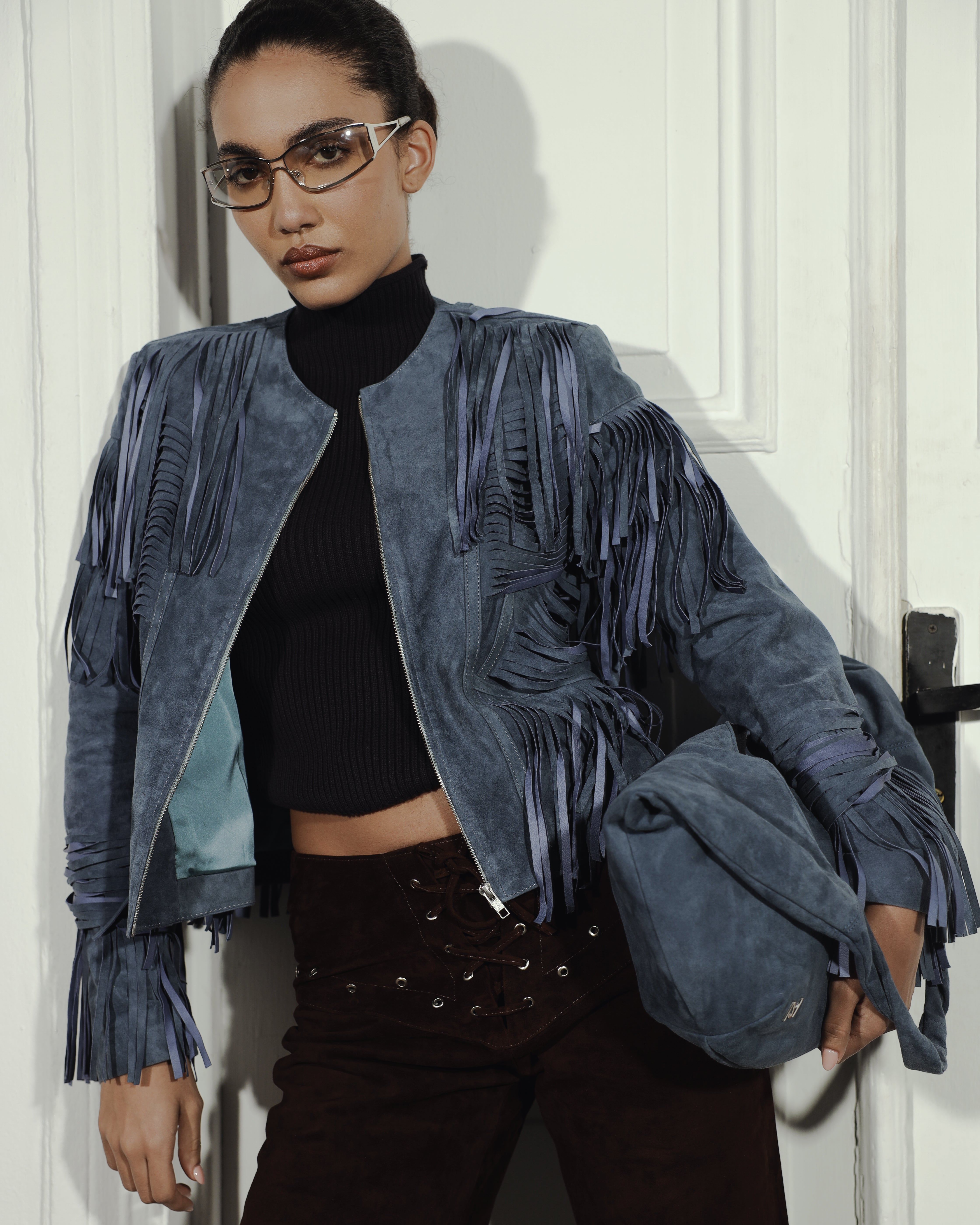 Double A Brianna Oversized Leather Jacket Red