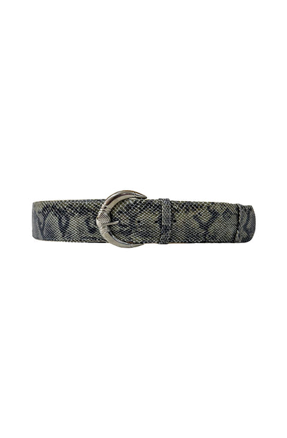 Harrison Leather Belt Snake Print