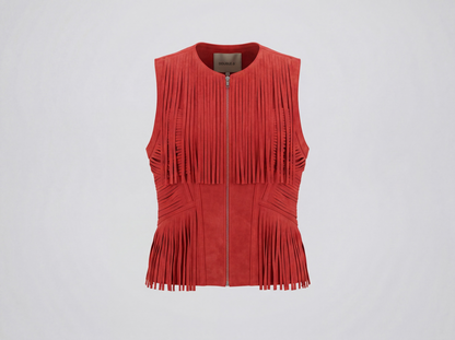 Aurora Suede Vest Red