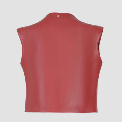 Fiona Leather Top Red