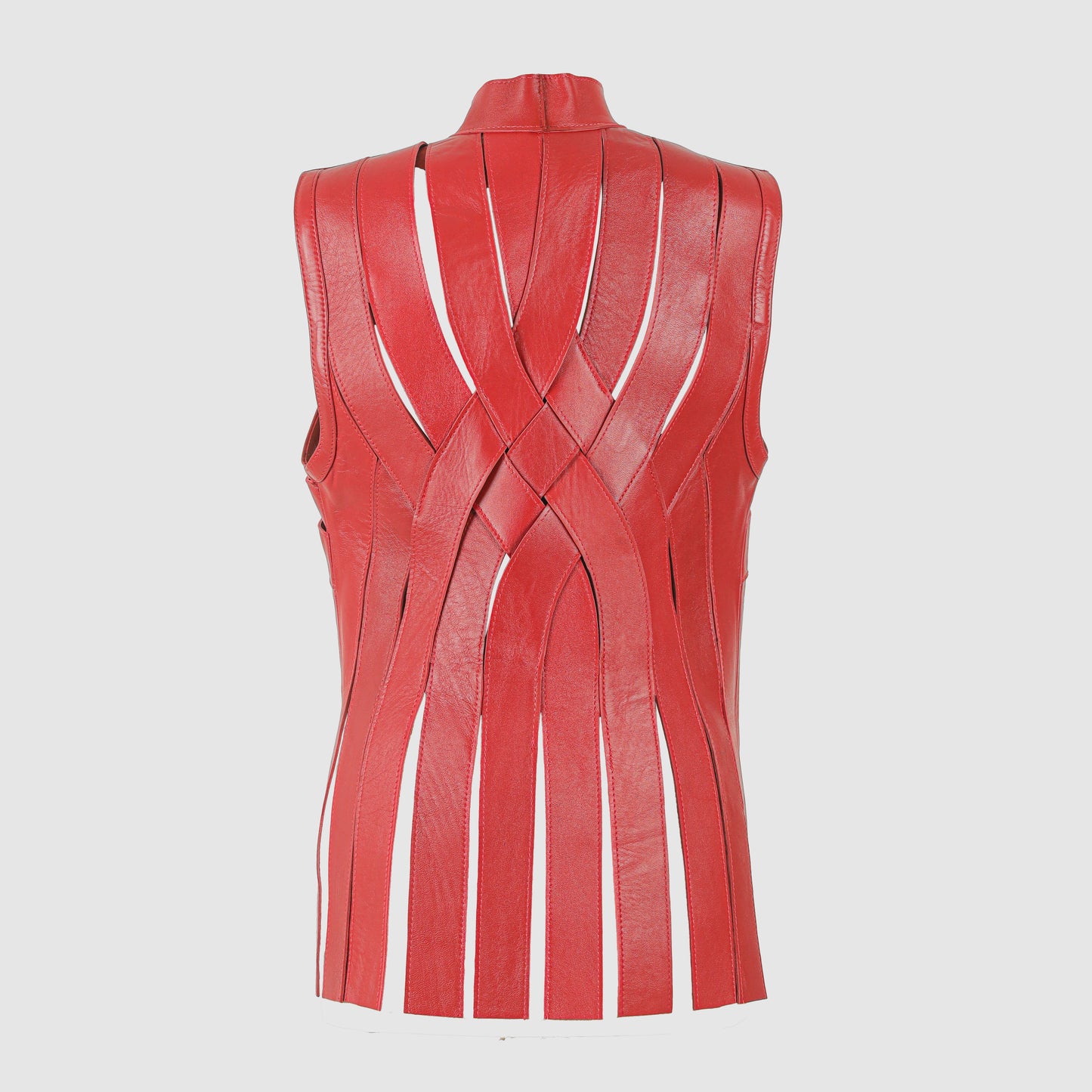 Brianna Leather Vest Red