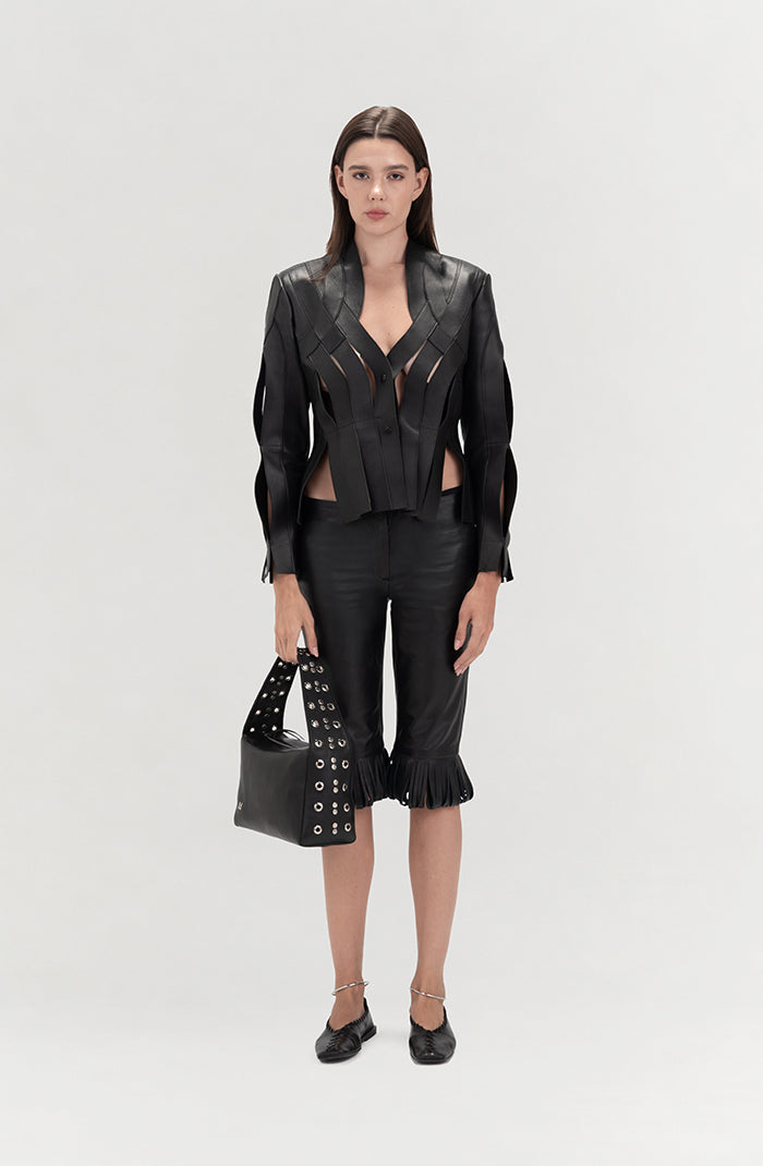 Ellie Leather Capri Black