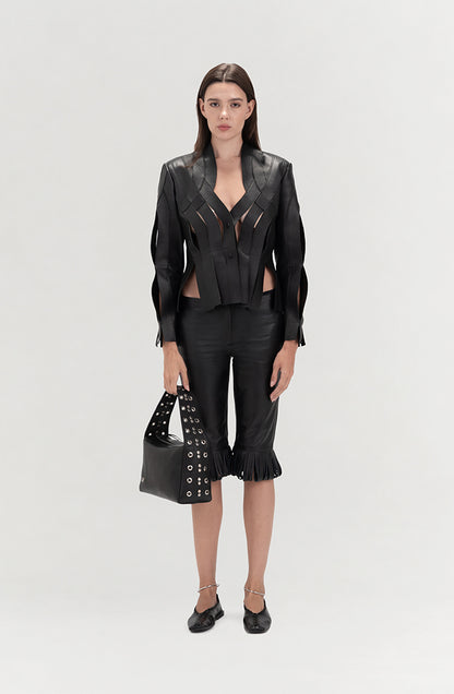 Ellie Leather Capri Black