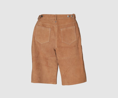 Callie Suede Bermuda Shorts Beige