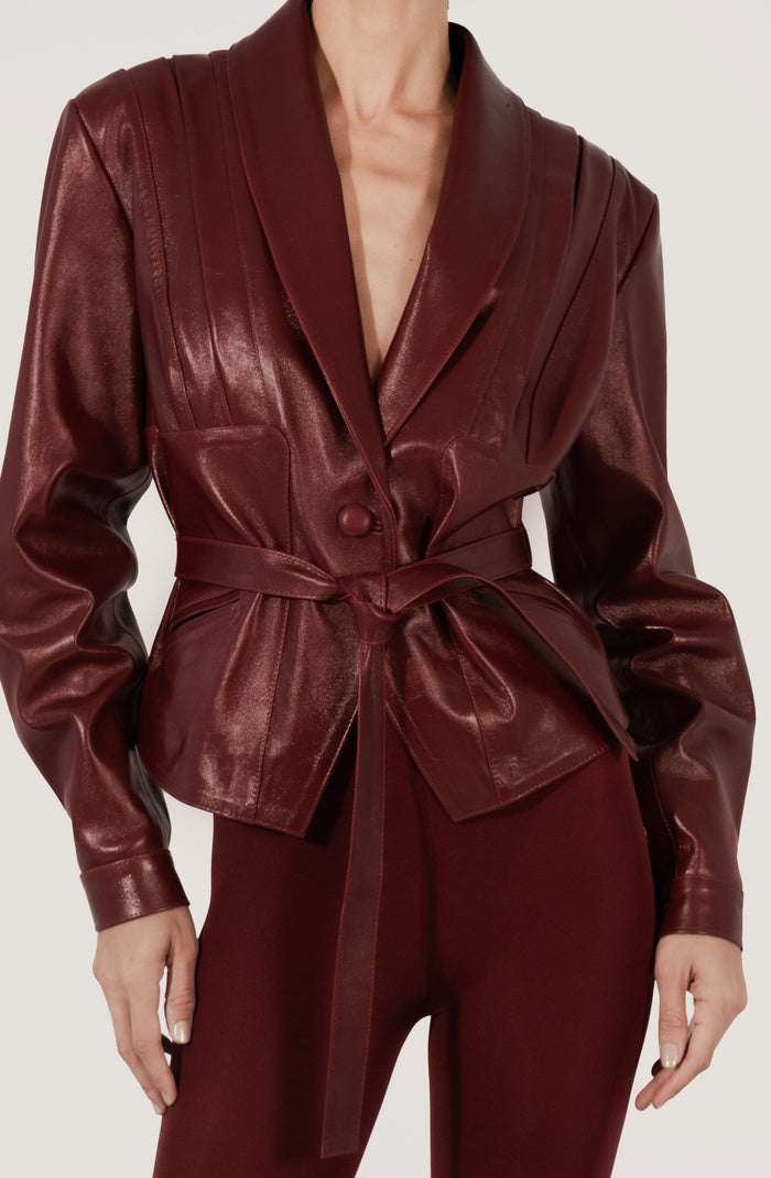 Damian Leather Jacket Burgundy
