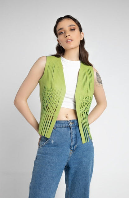 Attalea Leather Vest Lime Green