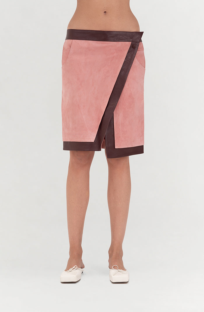 Aspen Suede Skirt Pink x Burgundy
