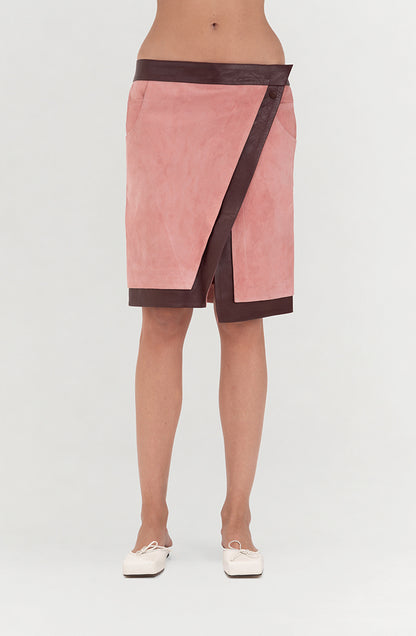 Aspen Suede Skirt Pink x Burgundy