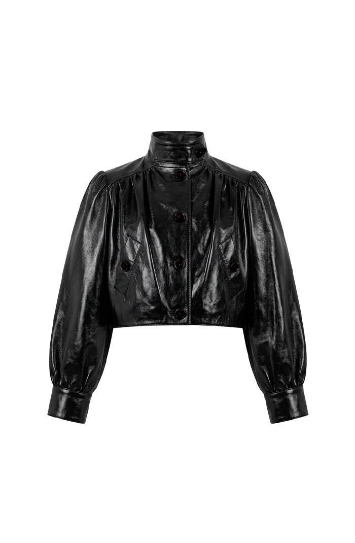 Lennox Leather Jacket Glossy Black