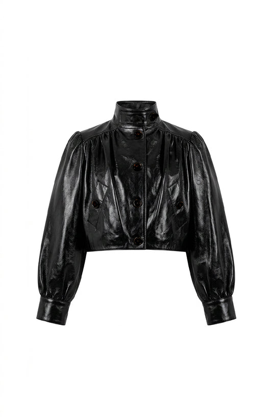 Lennox Leather Jacket Glossy Black