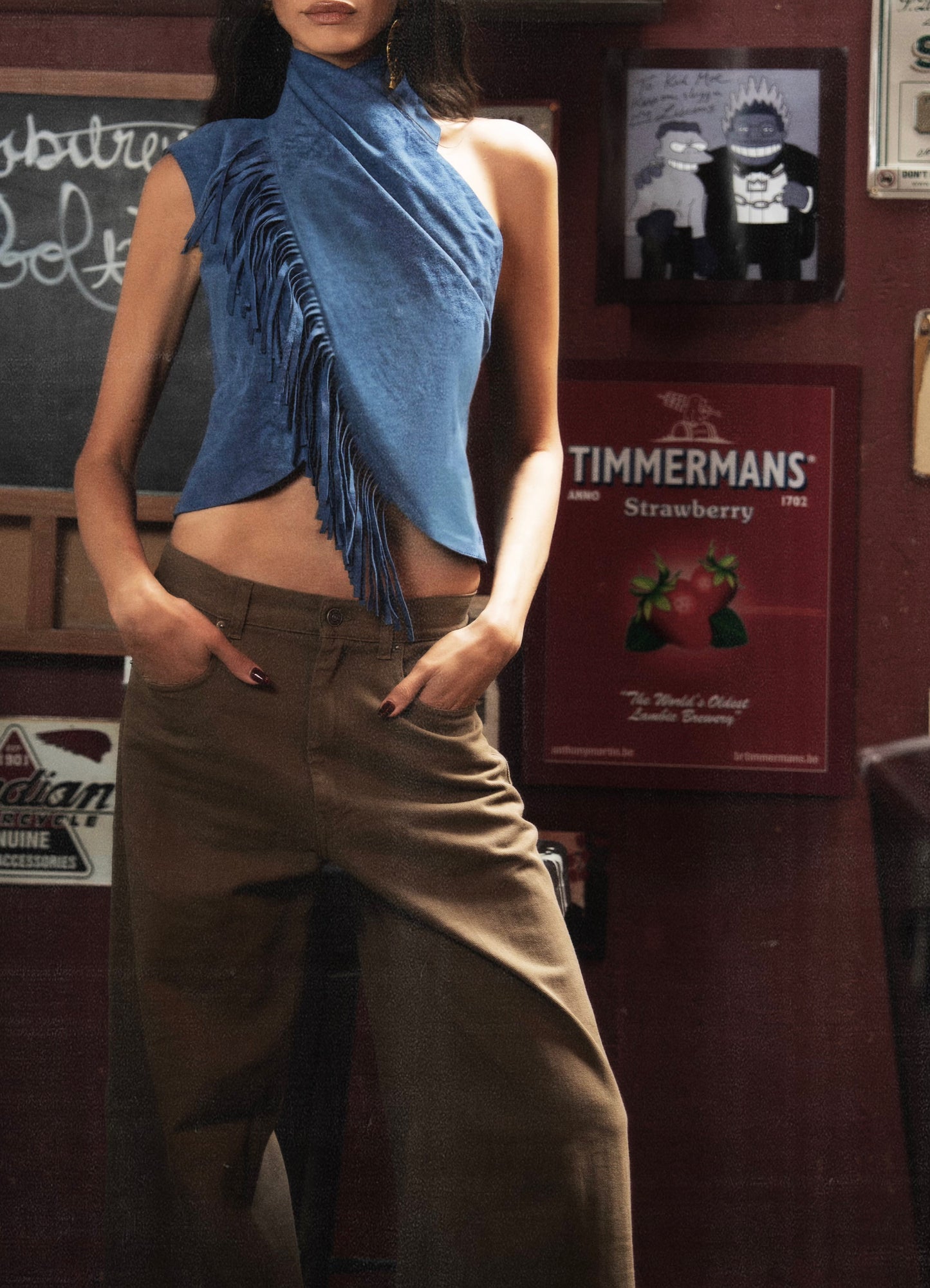 Double A x LJ Lapis Blue Suede Top